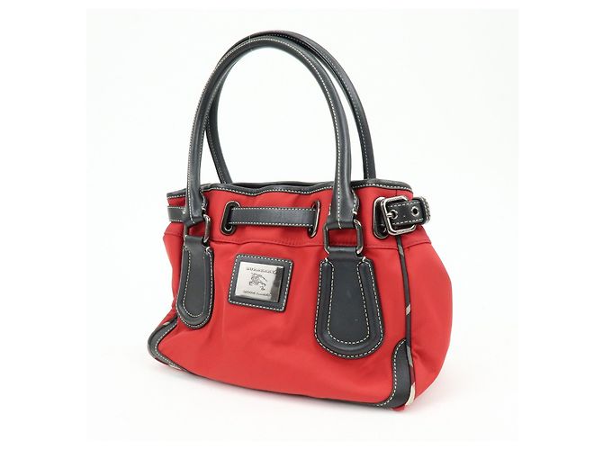 Borsa Tote BURBERRY Blue Label Nova Plaid in nylon e pelle Rosso Nero - vista 3