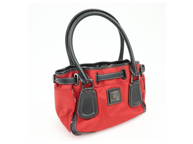Borsa Tote BURBERRY Blue Label Nova Plaid in nylon e pelle Rosso Nero - vista 4