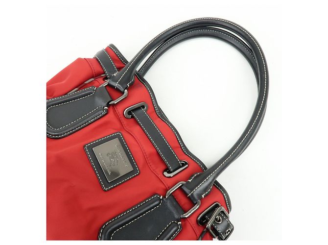 Borsa Tote BURBERRY Blue Label Nova Plaid in nylon e pelle Rosso Nero - vista 7