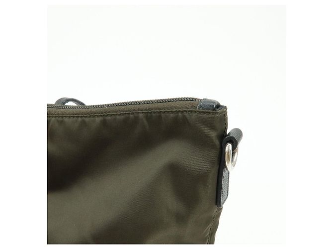 Borsa Tote e Borsa a Tracolla PRADA in Nylon con Logo Triangolare Khaki Black 1BG052 - vista 14