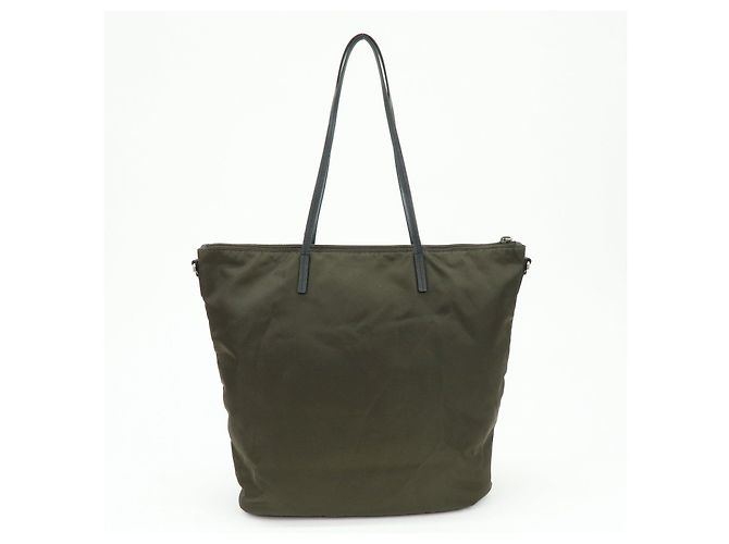 Borsa Tote e Borsa a Tracolla PRADA in Nylon con Logo Triangolare Khaki Black 1BG052 - vista 2
