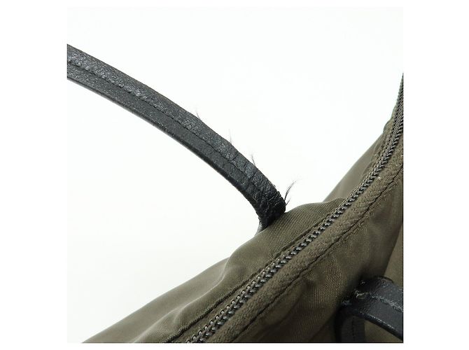 Borsa Tote e Borsa a Tracolla PRADA in Nylon con Logo Triangolare Khaki Black 1BG052 - vista 9