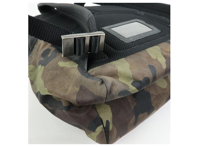 PRADA Triangle Logo Nylon Leather Backpack Camouflage VZ0066 - view 12