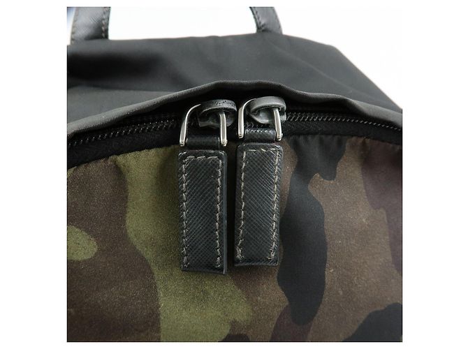 PRADA Triangle Logo Nylon Leather Backpack Camouflage VZ0066 - view 17