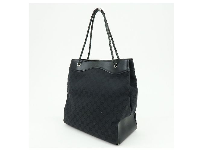 Borsa Tote e Borsa a Tracolla GUCCI GG Canvas Leather Black 109141 - vista 3