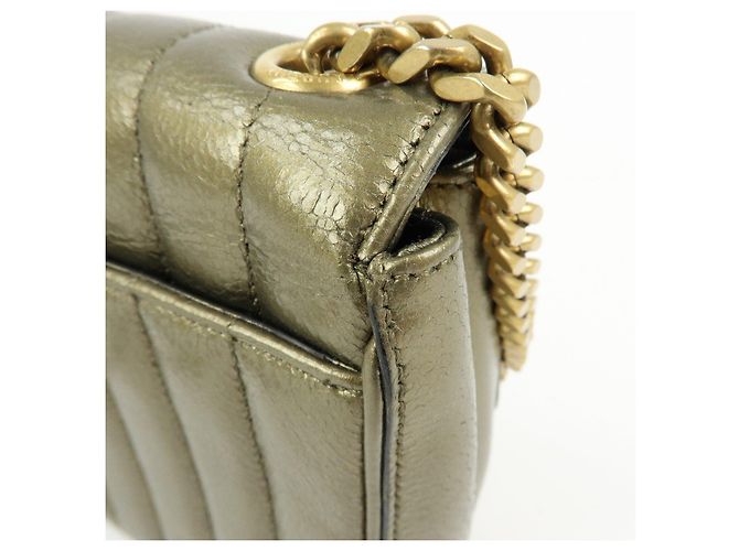 Autre Marque SAINT LAURENT PARIS Borsa a tracolla Vicky in pelle Borsa crossbody Oro - vista 17