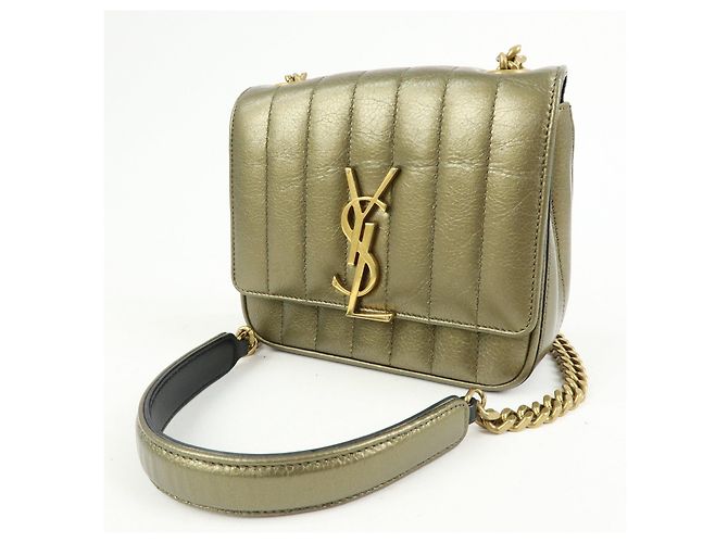 Autre Marque SAINT LAURENT PARIS Borsa a tracolla Vicky in pelle Borsa crossbody Oro - vista 3