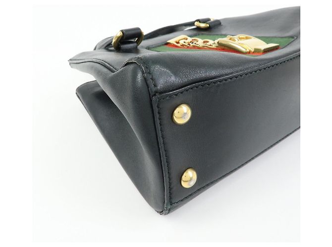 GUCCI Sylvie Sherry Canvas Leather 2Way Shoulder Bag Black 460331 - vista 10