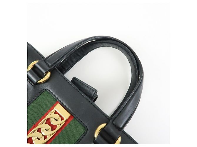 GUCCI Sylvie Sherry Canvas Leather 2Way Shoulder Bag Black 460331 - vista 6