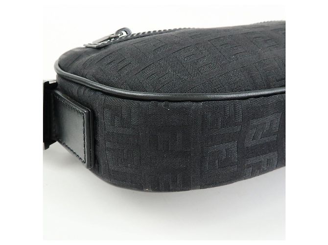 Borsa a tracolla FENDI Zucchino Canvas Leather Black 8BR324 - vista 10