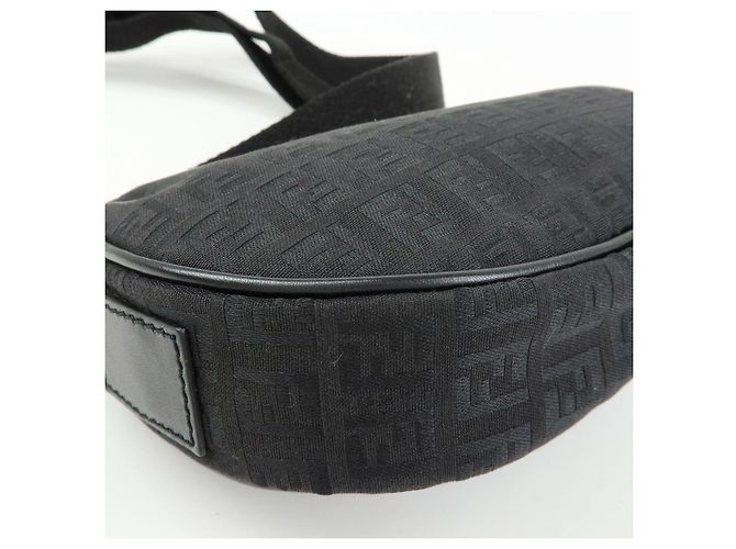 Borsa a tracolla FENDI Zucchino Canvas Leather Black 8BR324 - vista 12