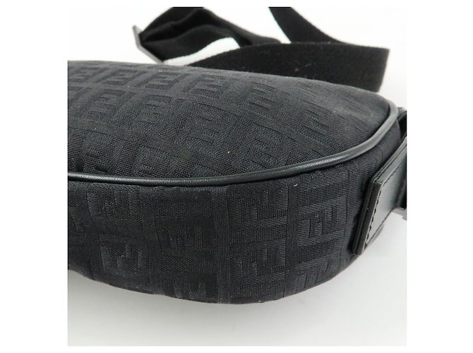 Borsa a tracolla FENDI Zucchino Canvas Leather Black 8BR324 - vista 13