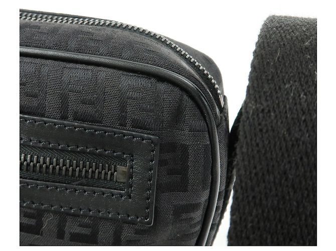 Borsa a tracolla FENDI Zucchino Canvas Leather Black 8BR324 - vista 15