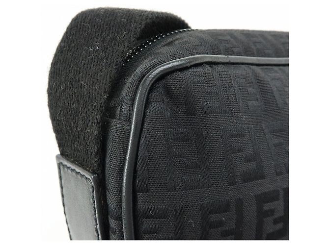 Borsa a tracolla FENDI Zucchino Canvas Leather Black 8BR324 - vista 16