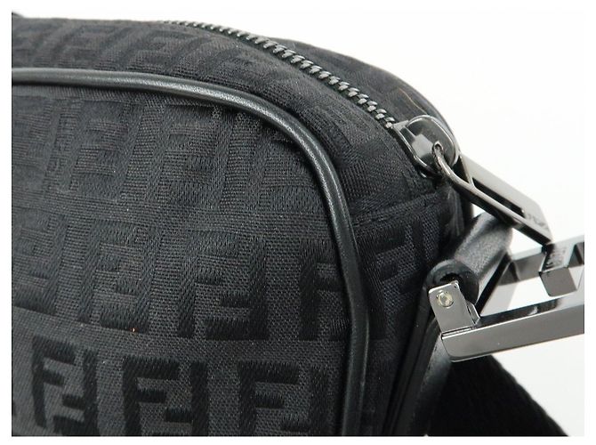 Borsa a tracolla FENDI Zucchino Canvas Leather Black 8BR324 - vista 17