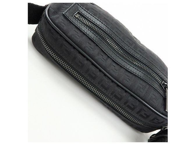 Borsa a tracolla FENDI Zucchino Canvas Leather Black 8BR324 - vista 18