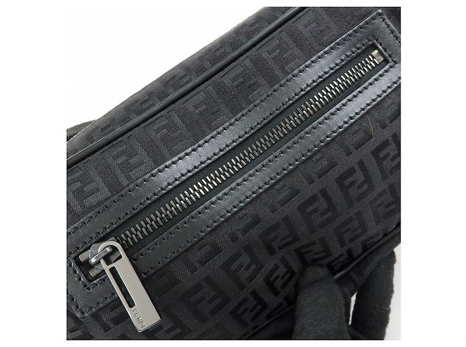 Borsa a tracolla FENDI Zucchino Canvas Leather Black 8BR324 - vista 19