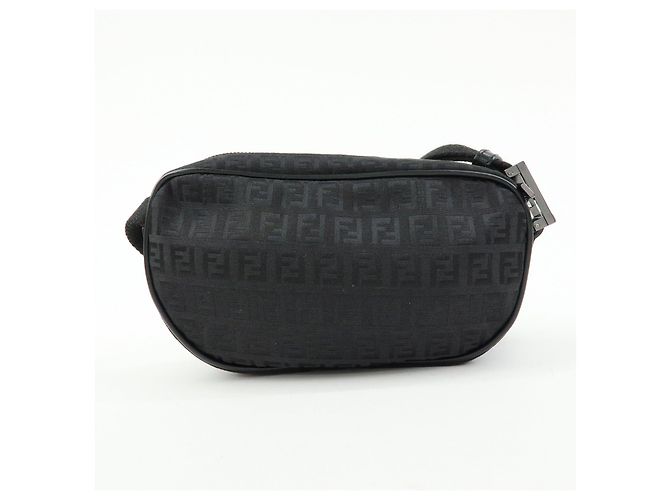Borsa a tracolla FENDI Zucchino Canvas Leather Black 8BR324 - vista 2