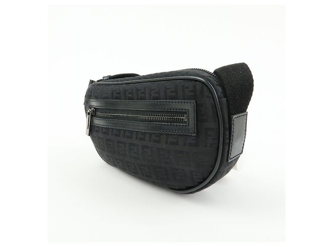 Borsa a tracolla FENDI Zucchino Canvas Leather Black 8BR324 - vista 3