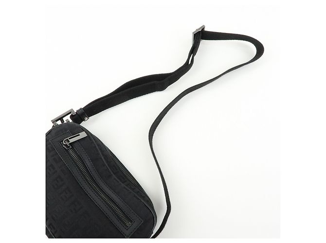 Borsa a tracolla FENDI Zucchino Canvas Leather Black 8BR324 - vista 6
