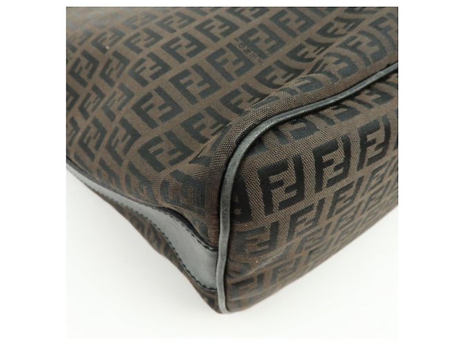 Borsa a tracolla FENDI Zucca Canvas Leather Brown Black 7VA003 - vista 11