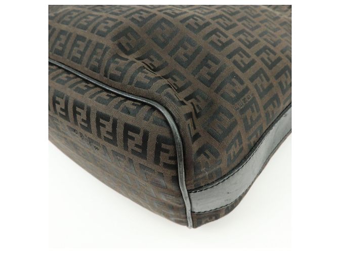 Borsa a tracolla FENDI Zucca Canvas Leather Brown Black 7VA003 - vista 12