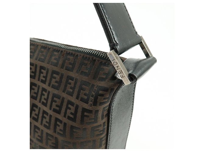 Borsa a tracolla FENDI Zucca Canvas Leather Brown Black 7VA003 - vista 13