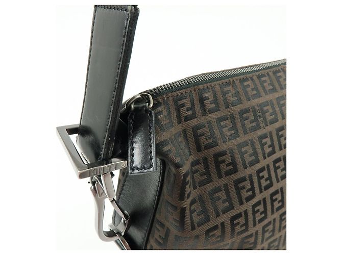 Borsa a tracolla FENDI Zucca Canvas Leather Brown Black 7VA003 - vista 14