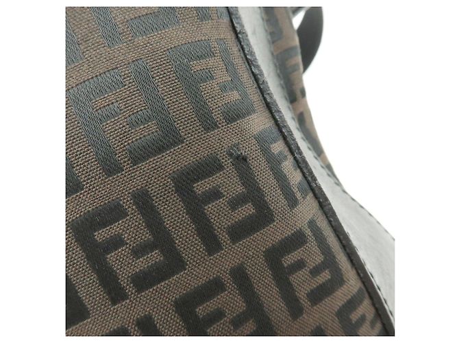 Borsa a tracolla FENDI Zucca Canvas Leather Brown Black 7VA003 - vista 17