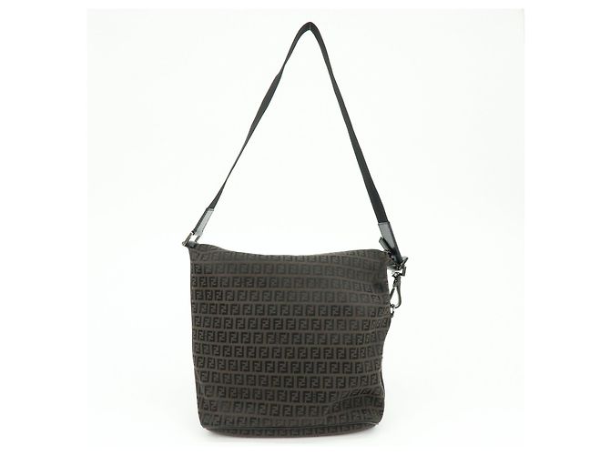 Borsa a tracolla FENDI Zucca Canvas Leather Brown Black 7VA003 - vista 2