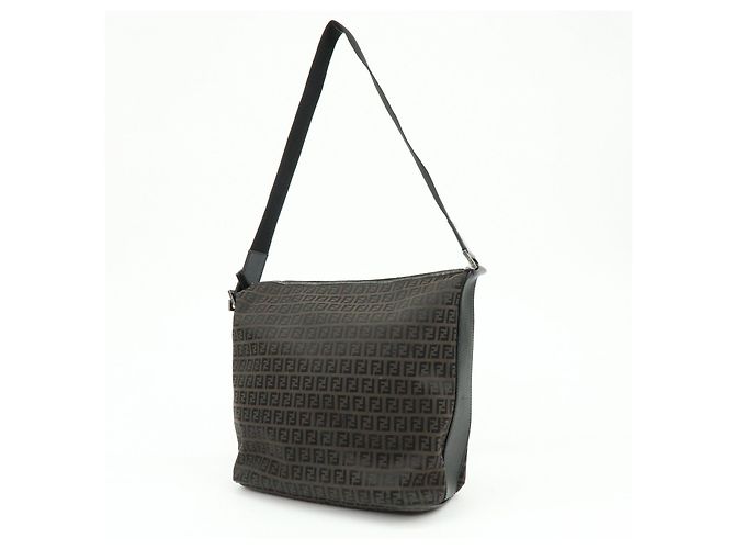 Borsa a tracolla FENDI Zucca Canvas Leather Brown Black 7VA003 - vista 3