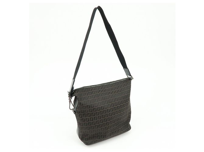 Borsa a tracolla FENDI Zucca Canvas Leather Brown Black 7VA003 - vista 4