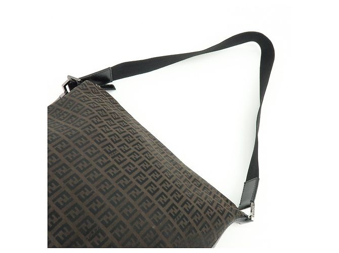 Borsa a tracolla FENDI Zucca Canvas Leather Brown Black 7VA003 - vista 6