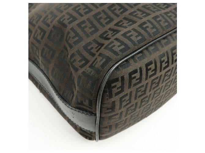 Borsa a tracolla FENDI Zucca Canvas Leather Brown Black 7VA003 - vista 9