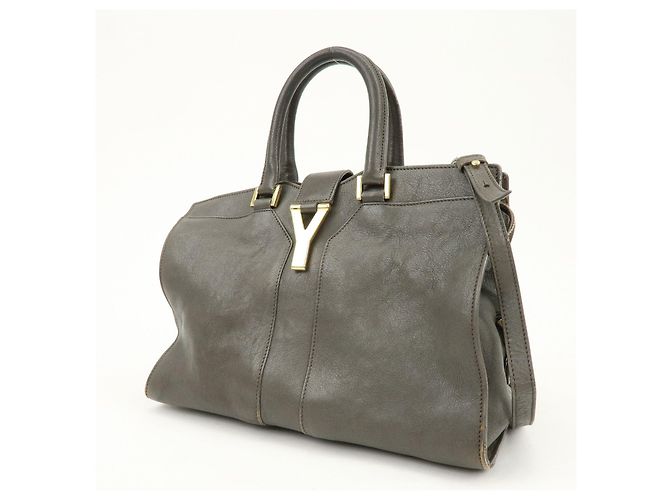 Autre Marque SAINT LAURENT PARIS Borsa 2WAY Cabas Chyc in pelle Grigio 370699 - vista 3