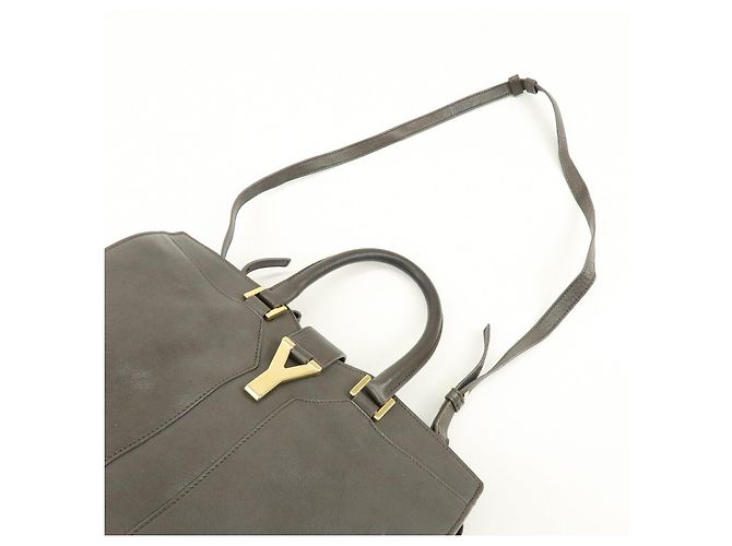 Autre Marque SAINT LAURENT PARIS Borsa 2WAY Cabas Chyc in pelle Grigio 370699 - vista 6