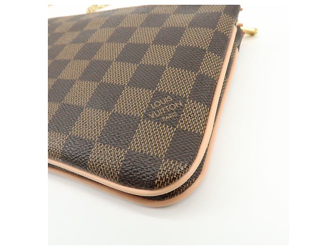 Louis Vuitton Damier Ebene Pochette Double Zip Rose Ballerine N60254 - vista 12