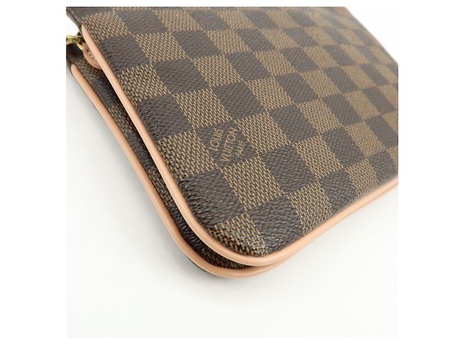 Louis Vuitton Damier Ebene Pochette Double Zip Rose Ballerine N60254 - vista 13
