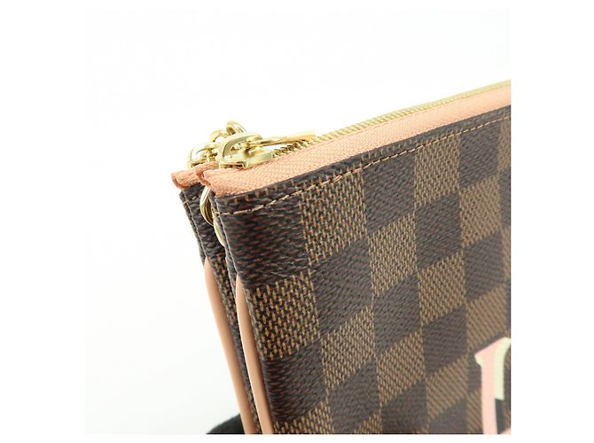 Louis Vuitton Damier Ebene Pochette Double Zip Rose Ballerine N60254 - vista 15