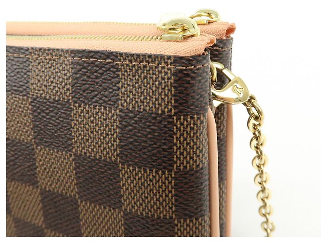 Louis Vuitton Damier Ebene Pochette Double Zip Rose Ballerine N60254 - vista 16