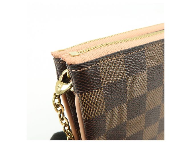 Louis Vuitton Damier Ebene Pochette Double Zip Rose Ballerine N60254 - vista 17