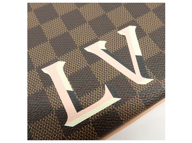 Louis Vuitton Damier Ebene Pochette Double Zip Rose Ballerine N60254 - vista 18