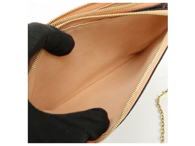 Louis Vuitton Damier Ebene Pochette Double Zip Rose Ballerine N60254 - vista 21