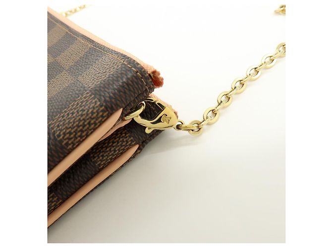 Louis Vuitton Damier Ebene Pochette Double Zip Rose Ballerine N60254 - vista 8