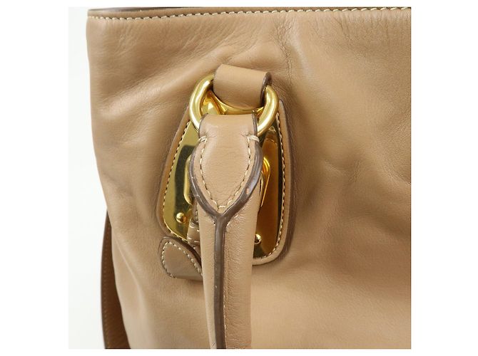 PRADA Borsa a mano e a tracolla 2Way in pelle di vitello morbida Light Brown BN1902 - vista 11