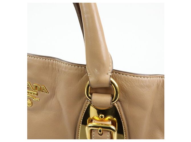 PRADA Borsa a mano e a tracolla 2Way in pelle di vitello morbida Light Brown BN1902 - vista 12