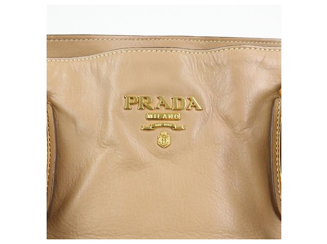 PRADA Borsa a mano e a tracolla 2Way in pelle di vitello morbida Light Brown BN1902 - vista 17