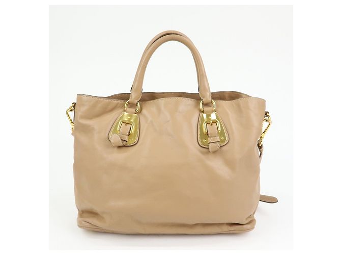 PRADA Borsa a mano e a tracolla 2Way in pelle di vitello morbida Light Brown BN1902 - vista 2