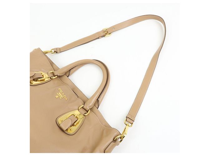 PRADA Borsa a mano e a tracolla 2Way in pelle di vitello morbida Light Brown BN1902 - vista 7