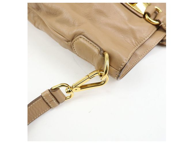 PRADA Borsa a mano e a tracolla 2Way in pelle di vitello morbida Light Brown BN1902 - vista 9